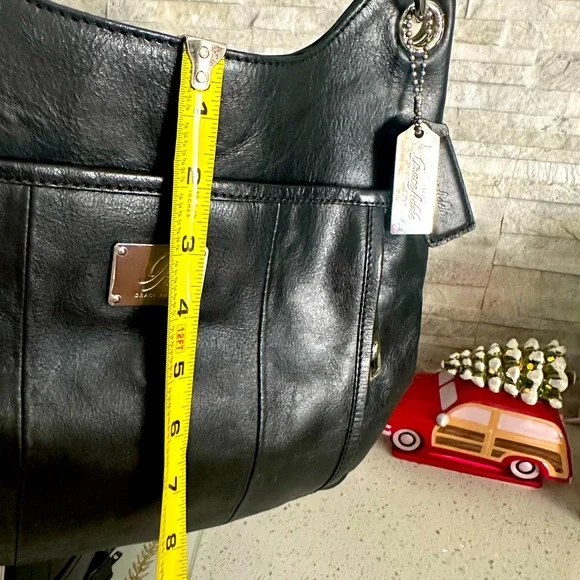 Grace Adele Black Leather Shoulder Bag Purse - Picture 7 of 9